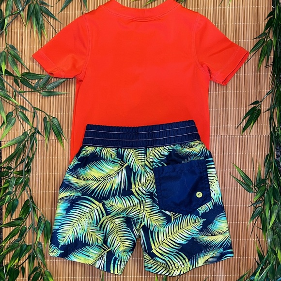 NWT 2 piece set/ Crazy 8 boys swimwear 6 - 12 months orange/blue/green - Picture 2 of 6